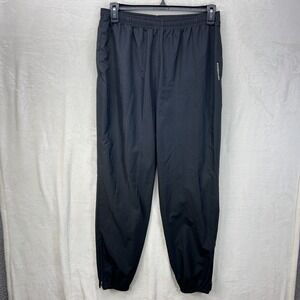 New Balance Men's Wind Pants Large Running Zippered Ankles Black Logo